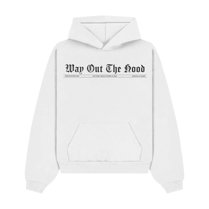 Way Out The Hood White Hoodie